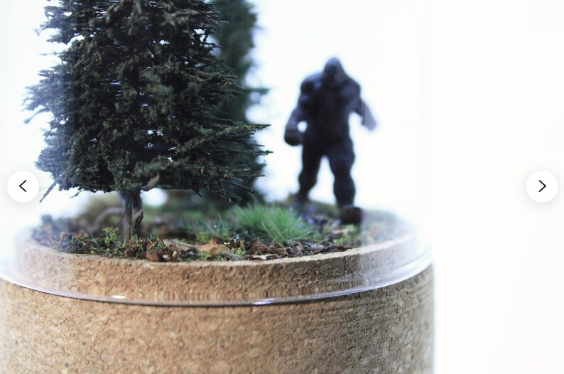 Bigfoot Sighting in Forest Diorama in Glass Dome Unique Sasquatch home decor, Yeti art Best Gift for Horror Lovers & Mystery Seekers image 5