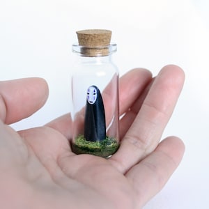 Cute No-Face Miniature in a Bottle | Spirited Away Diorama for Studio Ghibli Fans | Gift this tiny No Face to decorate your lover&#39;s desk