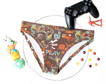 Geeky Gamer panty with Funky Yellow Stitches | super soft cotton fabric, slim model, and double layered bottom piece for The BEST Comfort!