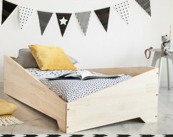 Toddler Bed, Wooden Bed, Montessori Bed, Solid Handmade Bed for Toddler, Kids Bed, Wooden Toddler Bed, Children Bed, Toddler Bed Frame