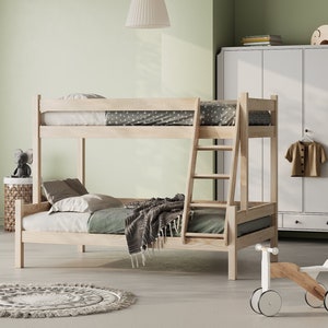 Hochbett für Kinder, Bunk bed for children, Lits superposés pour enfants, bunk bed, todder bed, Etagenbett 3-Personen Holz, Lits superposés triples