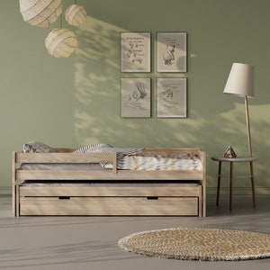 Doppelbett für Kleinkinder,Kleinkinderbett mit 2 Matratzen, Dreibettzimmer, lit double pour tout-petits, Lit triple, cama triple