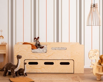 Kleinkind-Doppelbett, Montessori-Bett, handgefertigtes Bett für Kleinkinder, Bettrahmen, Kleinkinderbett aus Holz, Kinderzimmer, Kinderbett