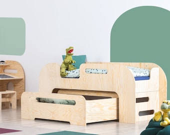 Lit double pour tout-petit, lit Montessori, lit fait à la main pour tout-petit, cadre de lit, lit pour tout-petit en bois, chambre d'enfant