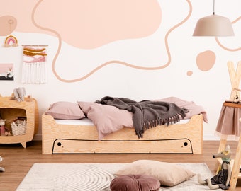 Lit double pour tout-petit, lit Montessori,lit fait à la main pour,cadre de lit pour tout-petit,lit pour tout-petit en bois,chambre d'enfant