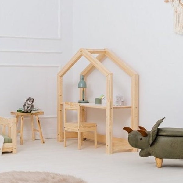 Bureau de maison pour enfants en bois, bureau en bois pour enfants, bureau pour tout-petits, bois de pin de première classe