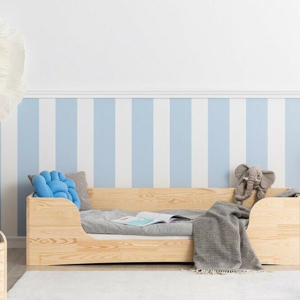 Peuterbed, houten bed, Montessori bedframe, solide handgemaakt bed voor peuter, kinderbed, houten peuterbed, kinderbed, houten bedframe