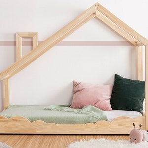 Lit maison pour enfants, lit maison Montessori, lit fait main solide pour enfant en bas âge, lit enfant, lit maison en bois image 1