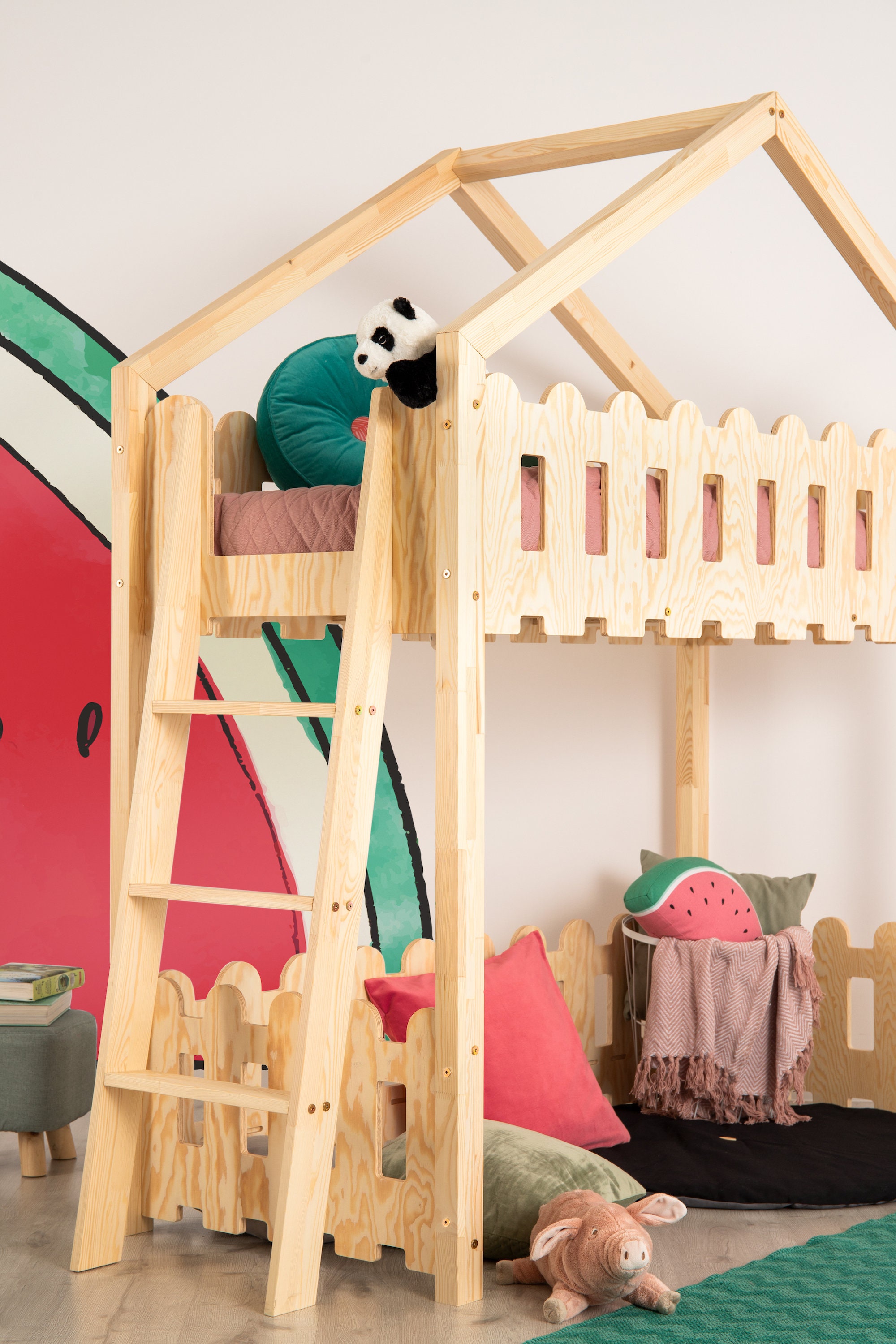 Bunk Bed For Kids Montessori House Bed Solid Handmade Bed Etsy