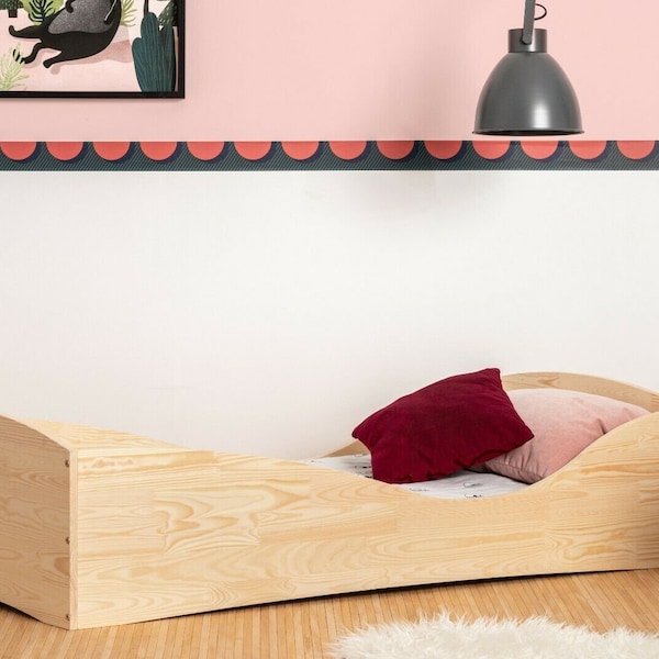 Kleinkinderbett, Holzbett, Montessori-Bett, massives handgemachtes Bett für Kleinkinder, Kinderbett, hölzernes Kleinkinderbett, Kinderbett