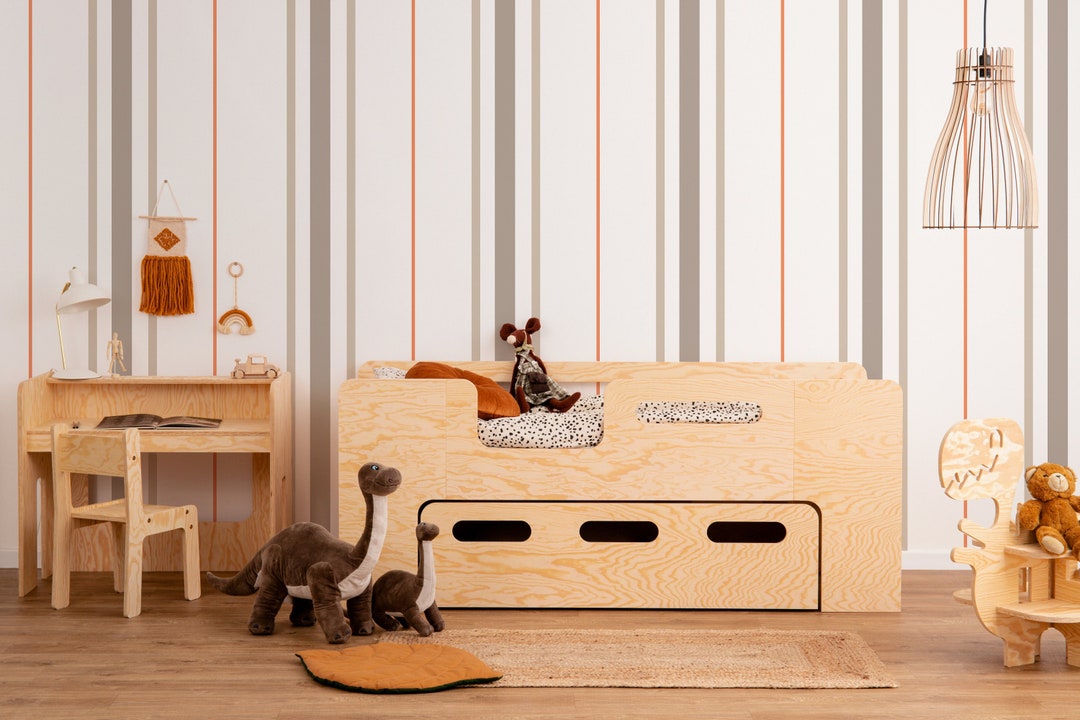 Toddler Double Bed, Montessori Bed, Bed for Toddler With Drawer, Bed