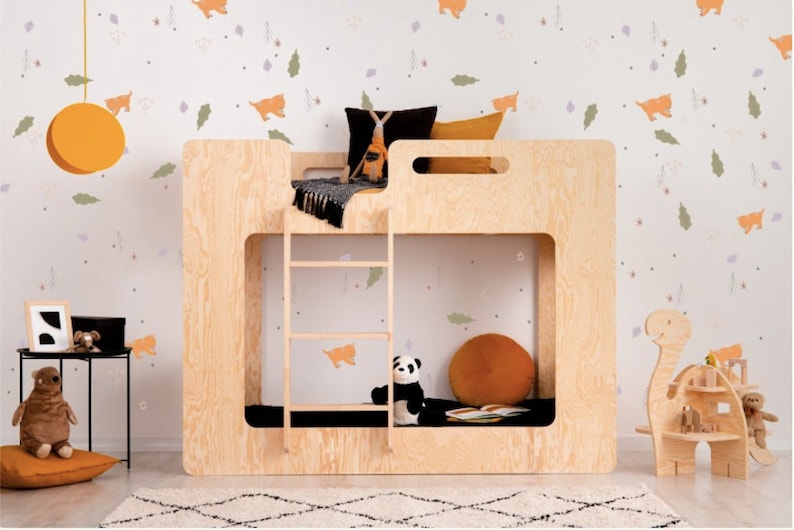 Cube Bunk Bed for Kids Montessori House Bed Wooden Bunk Bed Etsy