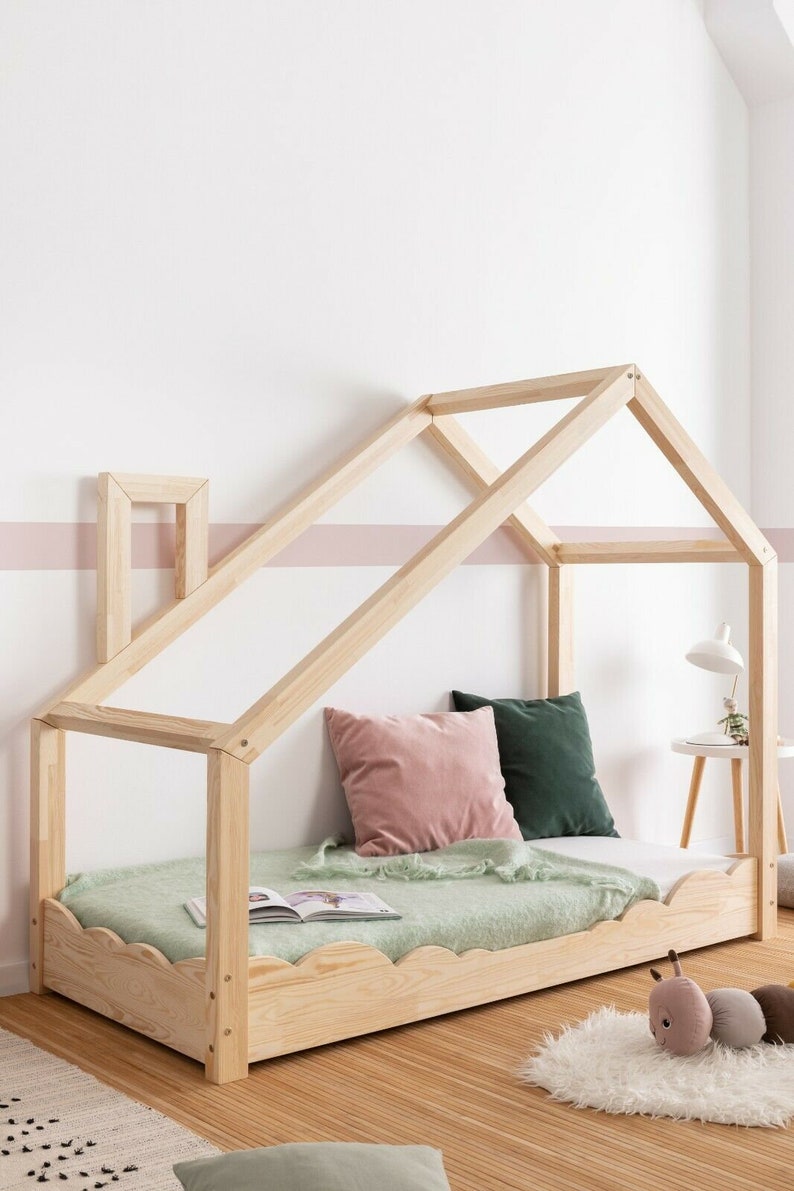 Lit maison pour enfants, lit maison Montessori, lit fait main solide pour enfant en bas âge, lit enfant, lit maison en bois image 3