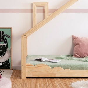 Lit maison pour enfants, lit maison Montessori, lit fait main solide pour enfant en bas âge, lit enfant, lit maison en bois image 2