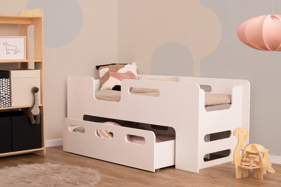 Toddler Twin Size Double Bed, Montessori Bed, Toddler Bed With Drawer