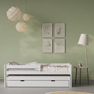 Doppelbett für Kleinkinder,Kleinkinderbett mit 2 Matratzen, Dreibettzimmer, lit double pour tout-petits, Lit triple, cama triple