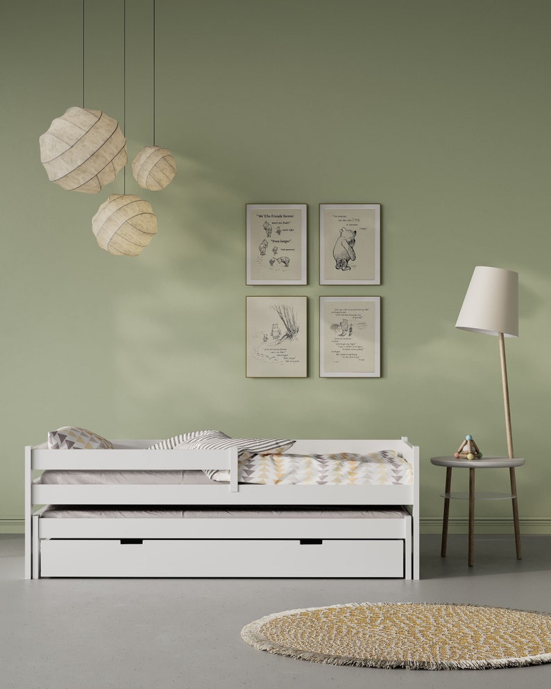 Doppelbett für Kleinkinder,Kleinkinderbett mit 2 Matratzen, Dreibettzimmer, lit double pour tout-petits, Lit triple, cama triple