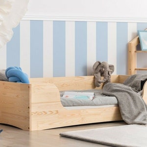 Toddler Bed, Wooden Bed, Montessori Bed Frame, Solid Handmade Bed for Toddler, Kids Bed, Wooden Toddler Bed, Children Bed, Wooden Bed Frame image 2