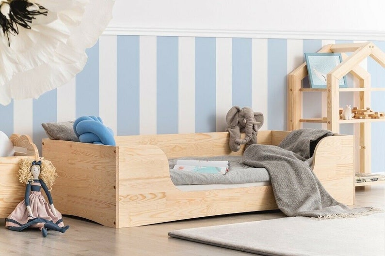 Toddler Bed, Wooden Bed, Montessori Bed Frame, Solid Handmade Bed for Toddler, Kids Bed, Wooden Toddler Bed, Children Bed, Wooden Bed Frame image 2