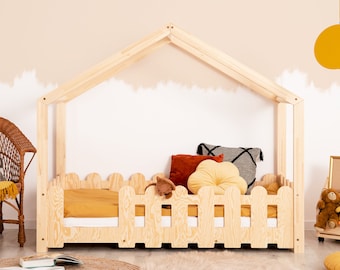 Solid House Bed For Kids, Montessori House Bed, Solid Handmade Bed for Toddler, Kids Bed, Wooden House Bed, Cottage Bed, Toddler Bed