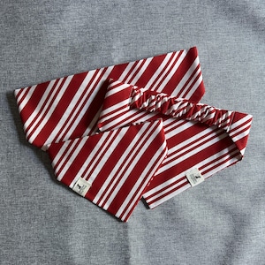 Candy Cane Stripes Scrunchie Dog bandana, Holiday dog bandana