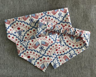 Pañuelo para perro con coletero festoneado patriótico, 4 de julio, accesorios de verano para mascotas