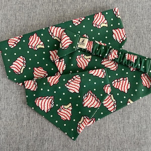 Christmas Tree Cake Scrunchie Dog Bandana, Holiday Pet Accessories