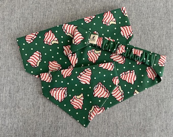 Christmas Tree Cake Scrunchie Dog Bandana, Holiday Pet Accessories