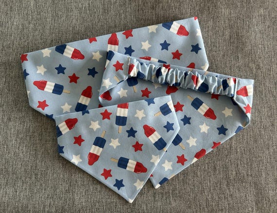 Bomb Pops Scrunchie Dog bandana, 4th of July, Summer Pet Accessories