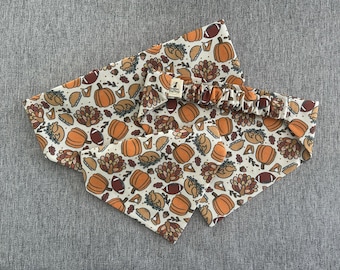Thanksgiving Scrunchie Dog Bandana, Turkey Day Bandana, Fall Pet Scarf