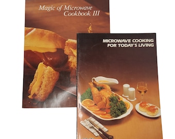 Vintage Microwave Cookbooks Lot of 2 Magic of Cook Book and Emerson Cooking 80s