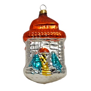 Vintage Glass West Germany Christmas Ornament Winter House Cottage 3.5&quot; Tall