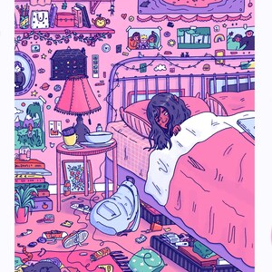 Ik, een prullenbak, slapen in mijn kamer, ook prullenbak (PRINT)