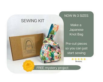 Japanese Knot Bag Sewing Kit - Beginner Craft, Pre-Cut Fabric