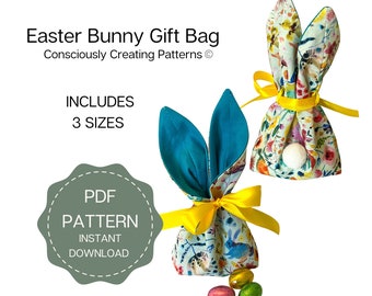 Easter Gift Bag Digital Pattern, Easter Bunny Bag Tutorial, Easter Craft Pattern, DIY Gift Bag Template