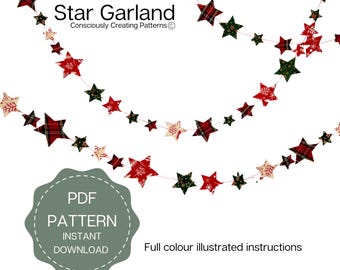 Star Garland, Christmas decoration Tutorial, Holiday Craft Pattern, DIY Star Template