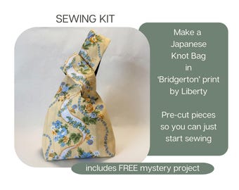 Japanese Knot Bag Sewing Kit in Liberty Tana Lawn 'Bridgerton' Print, Beginner Friendly  Craft Project.