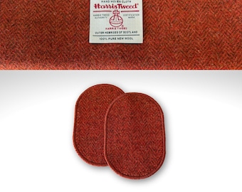 Burnt Orange Herringbone Harris Tweed Elbow Patches: Sweater Repair, Sew-On (Pair, 3 Sizes Available)