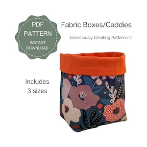 Fabric Box/Caddy Pattern sofortiger Download, PDF-Schnittmuster für Stoffkorb, Anfänger-Nähmuster,