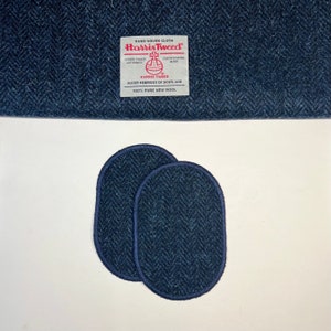 Harris Tweed® Elbow Patches, Jacket Elbow Patch, Repair Patch, Sew on Patches, Handmade Mending Patches, Sweater Repair Navy Herringbone