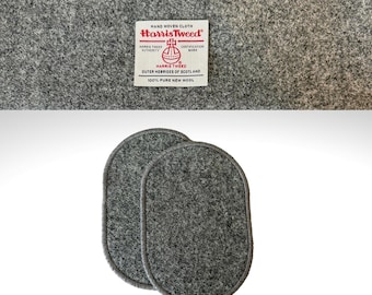 Grey Harris Tweed Elbow Patches: Sweater Repair, Sew-On (Pair, 3 Sizes Available)