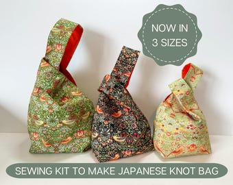 Japanese Knot Bag Sewing Kit: William Morris Fabric, Beginner Project