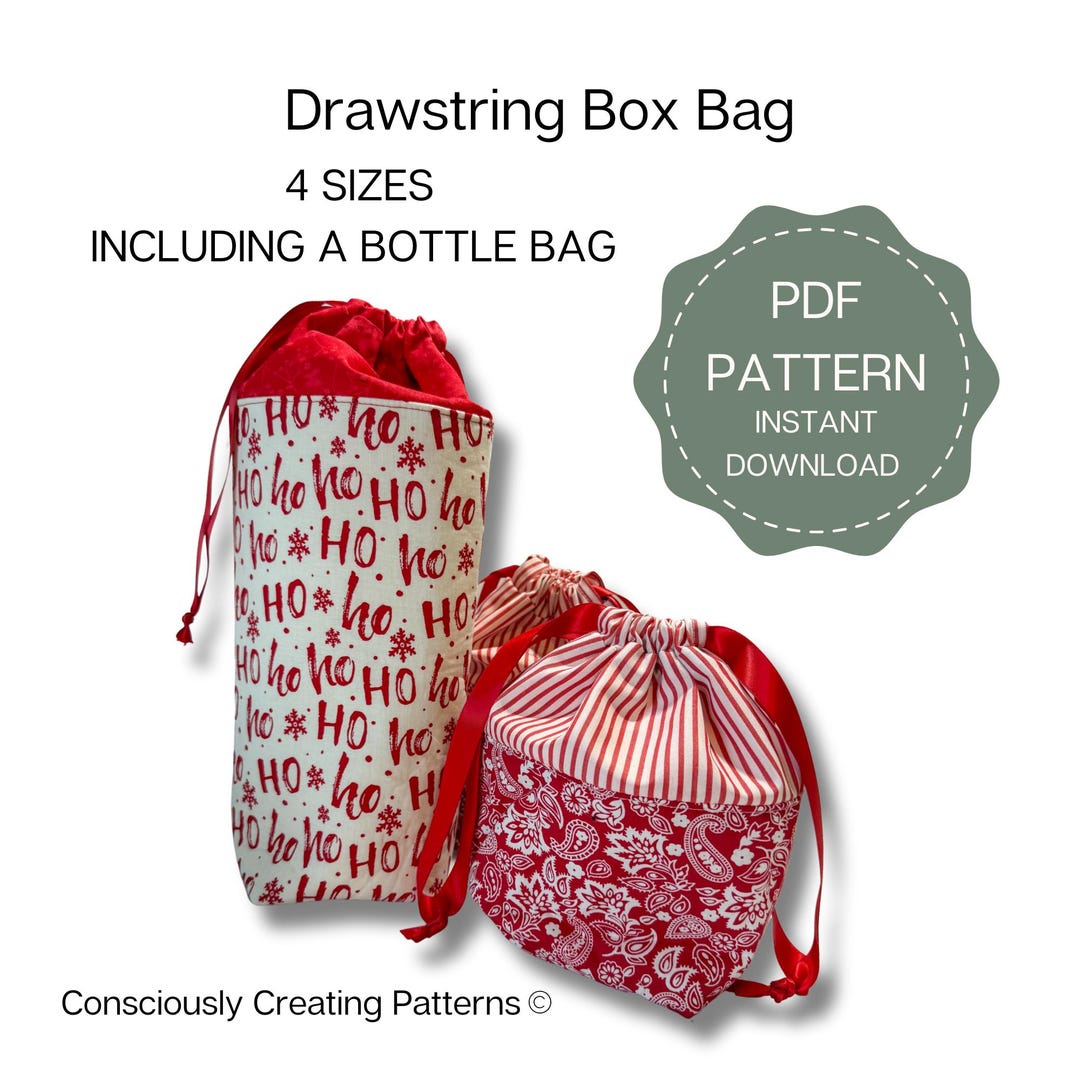 Drawstring Box Bag Sewing Pattern: Beginner-friendly Guide (PDF Pattern ...