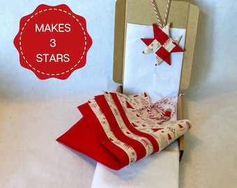 DIY Folded Fabric Christmas Star Kit: Scandinavian Tree Ornaments