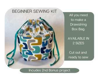 Beginner Sewing Kit, Boxed Drawstring Bag, DIY Craft Project
