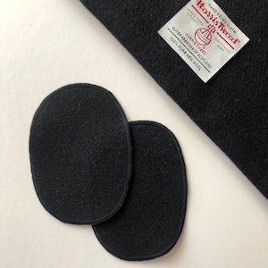 Harris Tweed® Elbow Patches, Jacket Elbow Patch, Repair Patch, Sew on Patches, Handmade Mending Patches, Sweater Repair Black