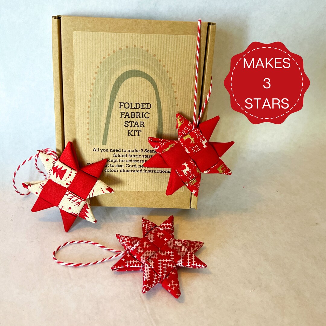DIY Folded Fabric Christmas Star Kit: Handmade Holiday Ornaments - Etsy