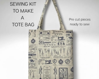 Make a Tote Bag, Learn to sew, Sewing tutorial, Adult craft kit, Sewing Kit for Kids