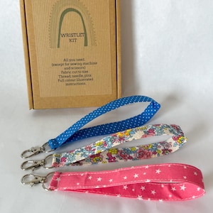 Make 3 Wristlet Key Chains, Beginner Sewing Kit, Key Fobs Beginners Sewing Kit, Craft Gift Easy