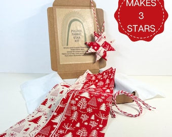 DIY Holiday Decor, Scandinavian festive folded stars kit, Make Christmas Tree Decorations.